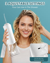 Three modes and 360° rotating nozzles on white flosser