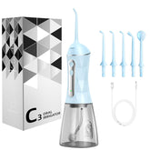 Water Dental Flosser Teeth Pick blue handheld device with attached nozzle