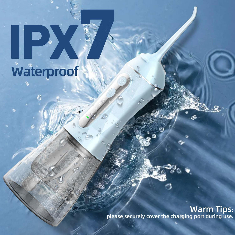 IPX7 waterproof flosser being used in a shower setting