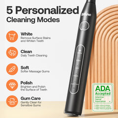 Bitvae flosser showing 3 cleaning modes and 5 adjustable intensities