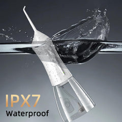 White water flosser in use demonstrating portable design