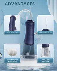 Water Dental Flosser Midnight Blue components laid out