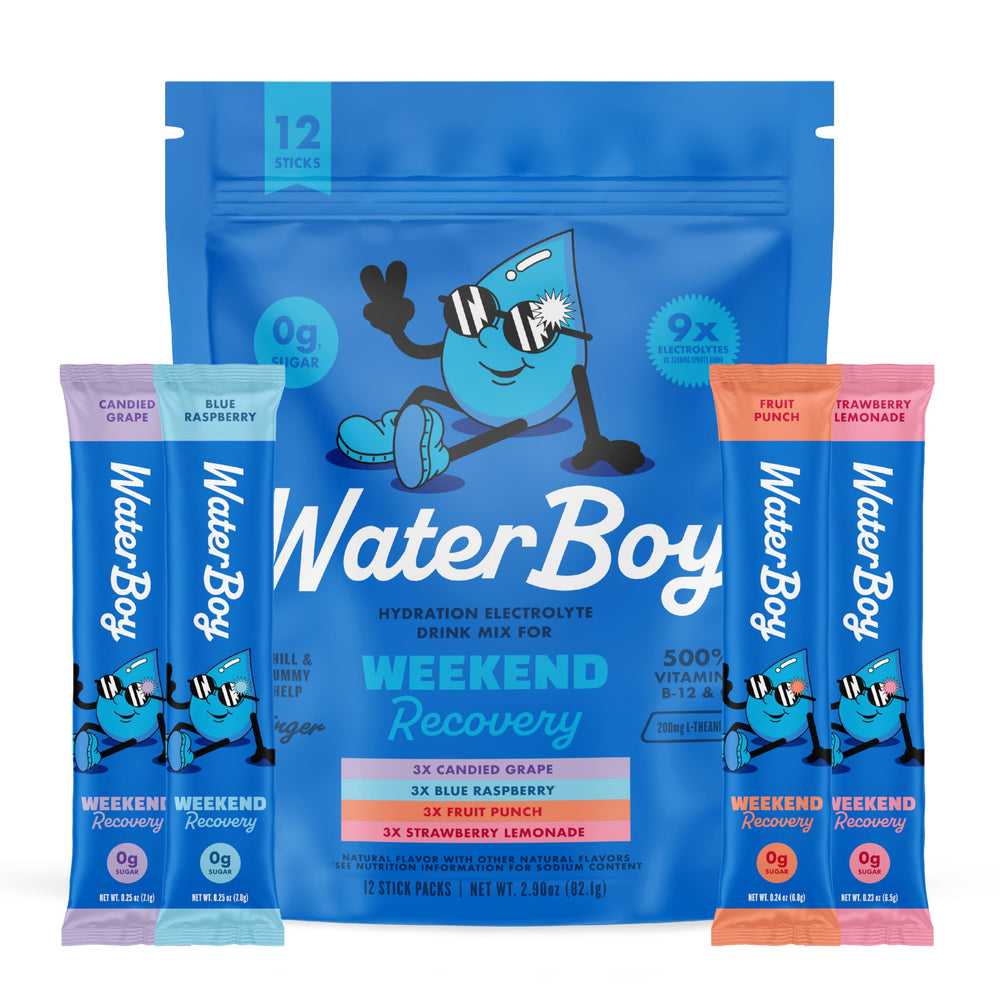 Waterboy Weekend Recovery outer box for on-the-go hydration