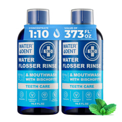 Concentrated mint flavored water flosser rinse bottle