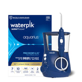Front view of Waterpik Aquarius WP-663 blue water flosser