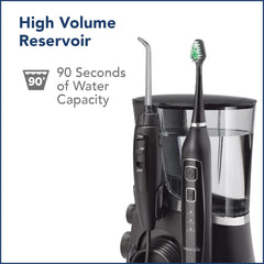 Compact bathroom setup featuring Waterpik Complete Care