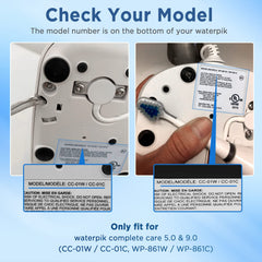 Five Waterpik replacement heads with white covers for CC-01/WP-861