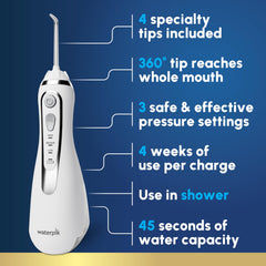 Left angle view of Waterpik Cordless Advanced 2.0 WP-580