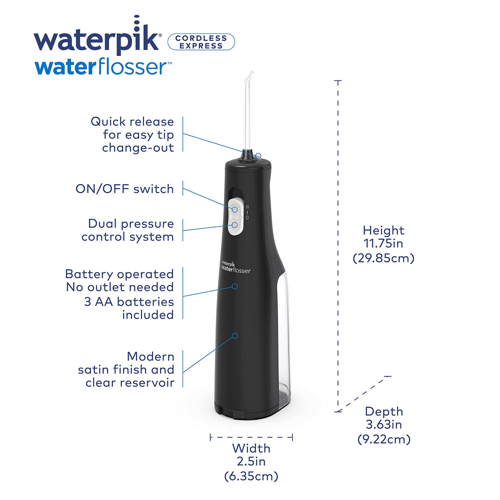 Side view of Waterpik Cordless Express WF-02 black