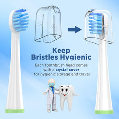 Color-coded Waterpik replacement heads with covers
