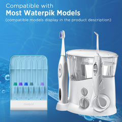 Six color-coded Waterpik orthodontic tips in a case