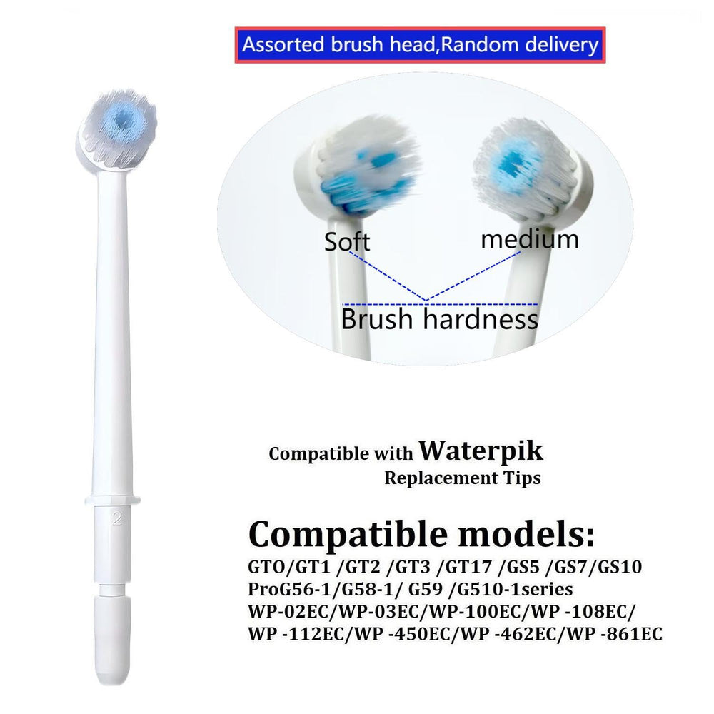 Waterpik replacement toothbrush heads laid out