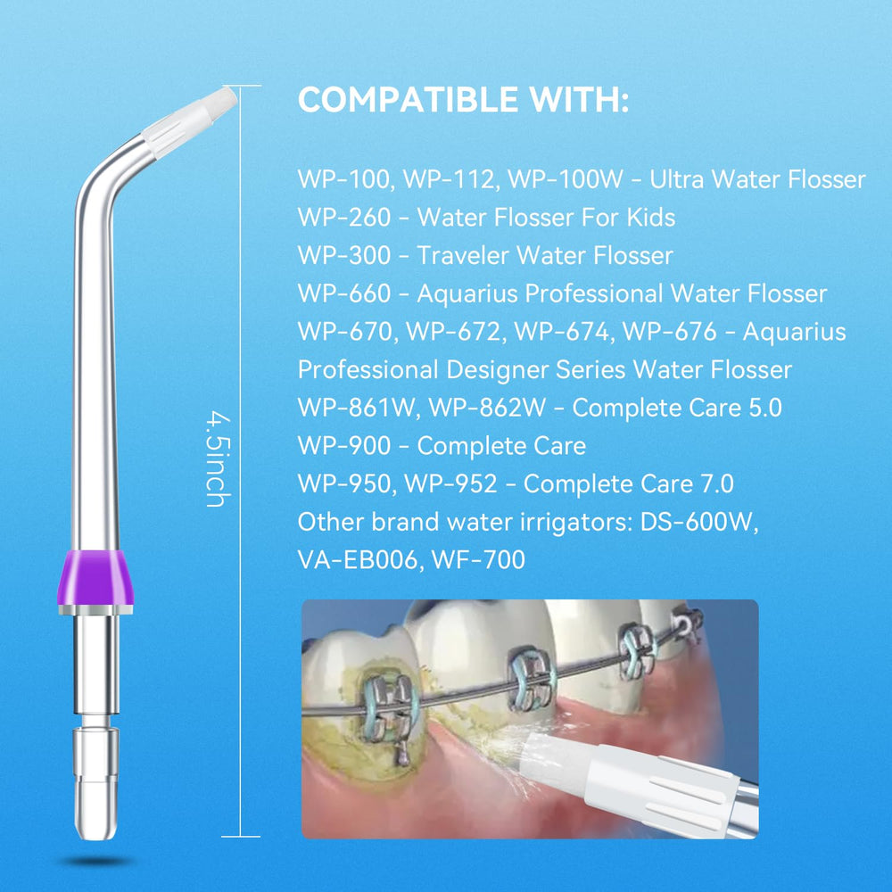 Orthodontic replacement tips compatible with Waterpik flossers