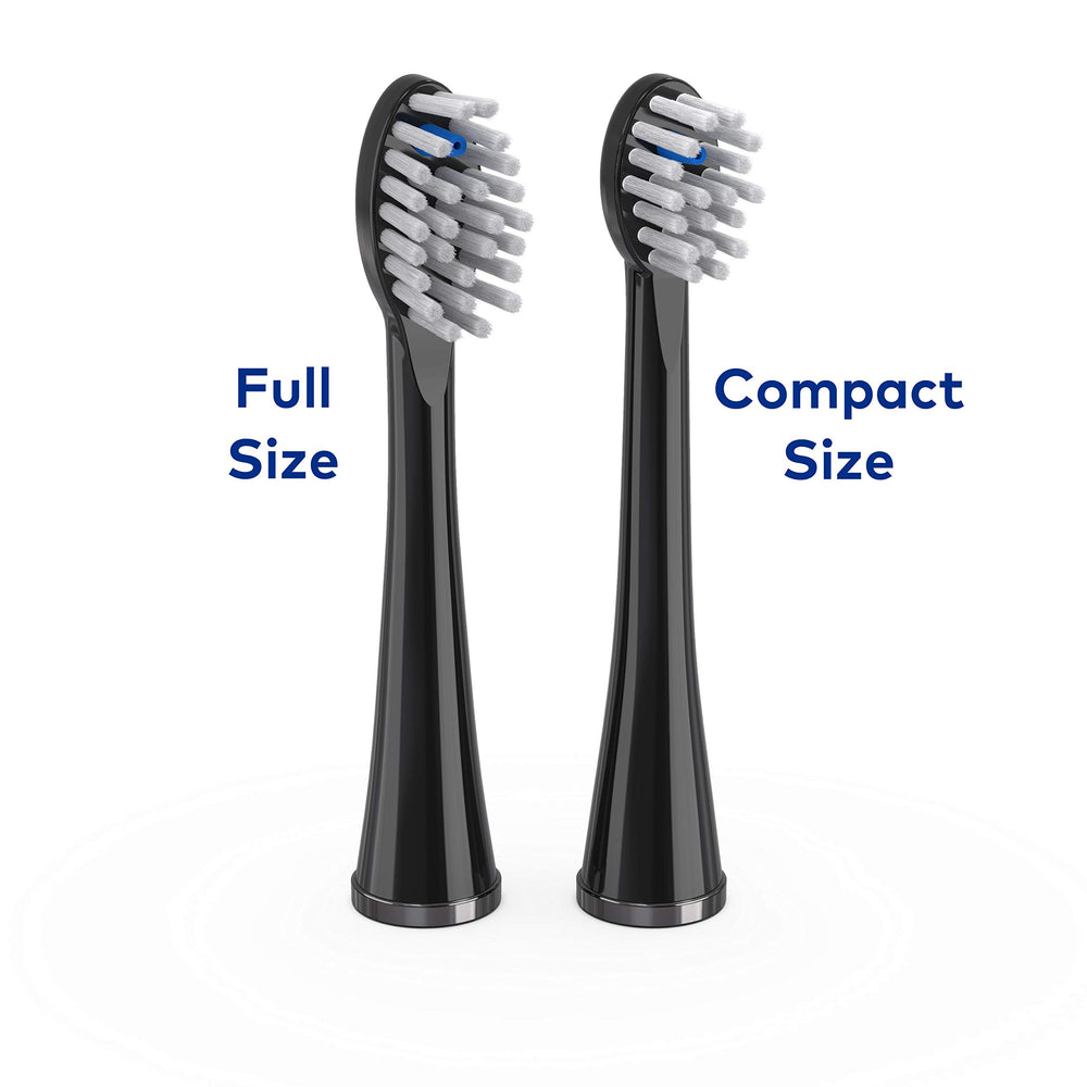 Two brush head covers included with packaging