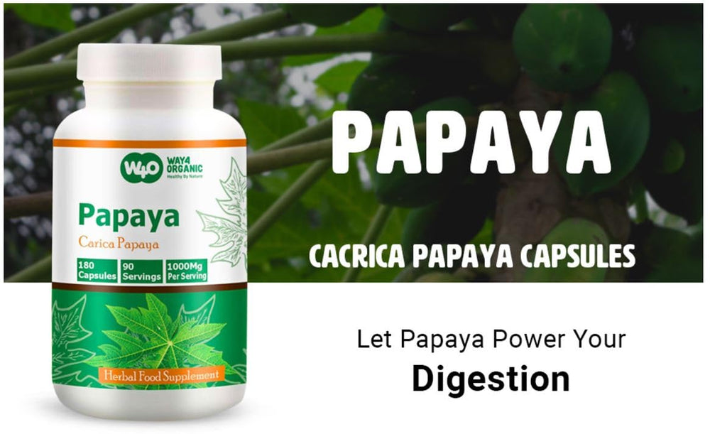 Supplement facts panel on the Papaya Capsules bottle