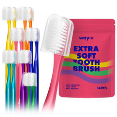 Hero image of WAY.V Extra Soft Toothbrush Refill 14-count in Pink with individual head covers