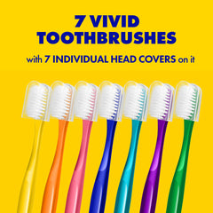 Colorful Way.V toothbrushes arranged in a 7-pack