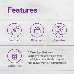 Back view of the Webber Naturals bottle showing supplement facts