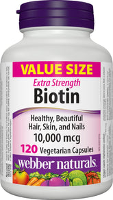 Webber Naturals Biotin Extra Strength 10,000 mcg bottle