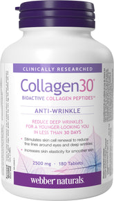 Front view of Webber Naturals Collagen30 bottle