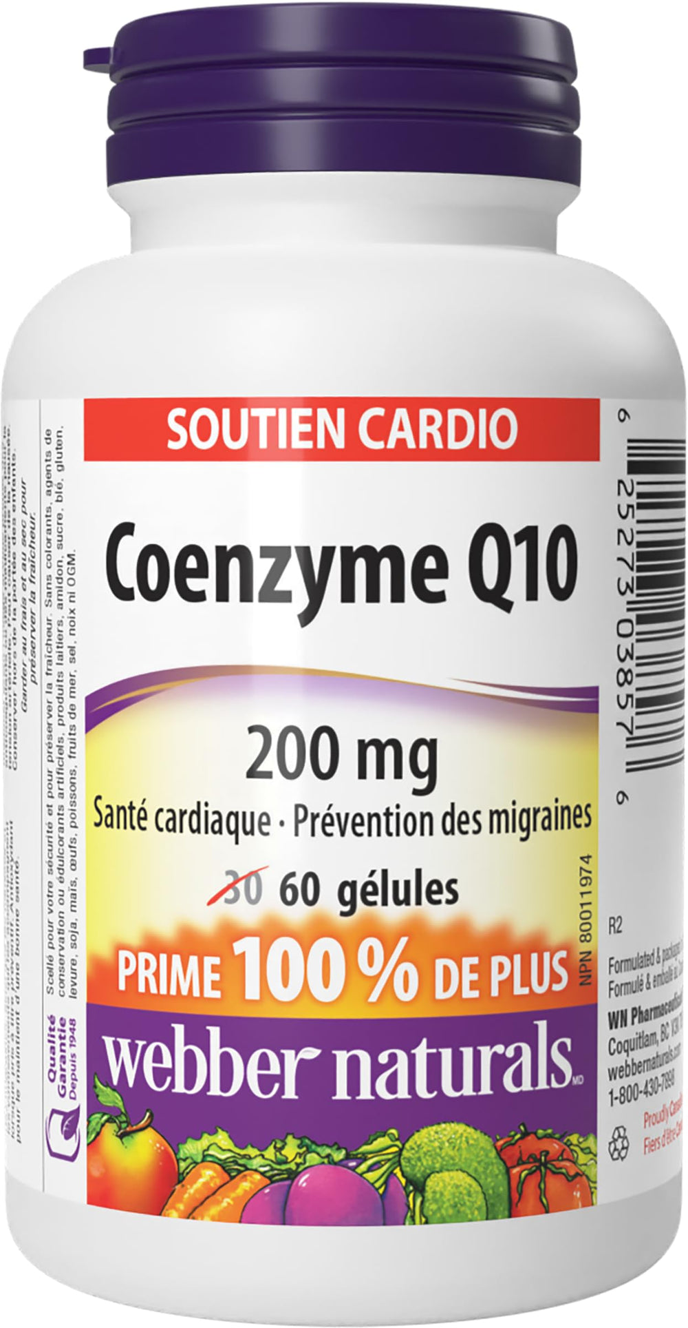 Packaging box and bottle for Webber Naturals CoQ10 200 mg
