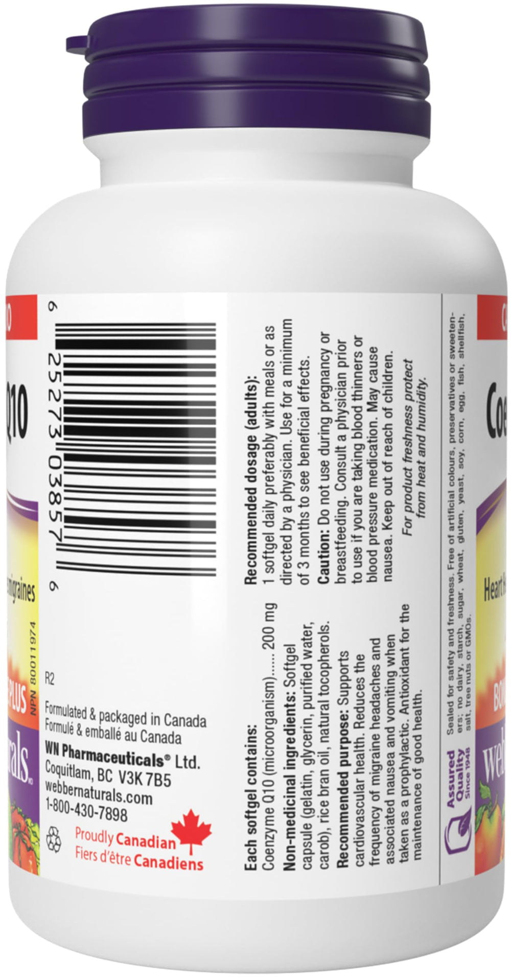 Webber Naturals CoQ10 quality-assurance seal reinforces trusted manufacturing