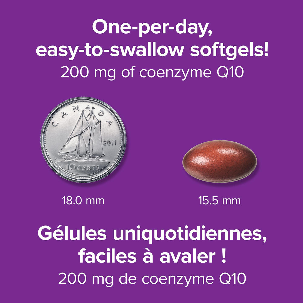 Webber Naturals CoQ10 softgels closeup for easy daily use