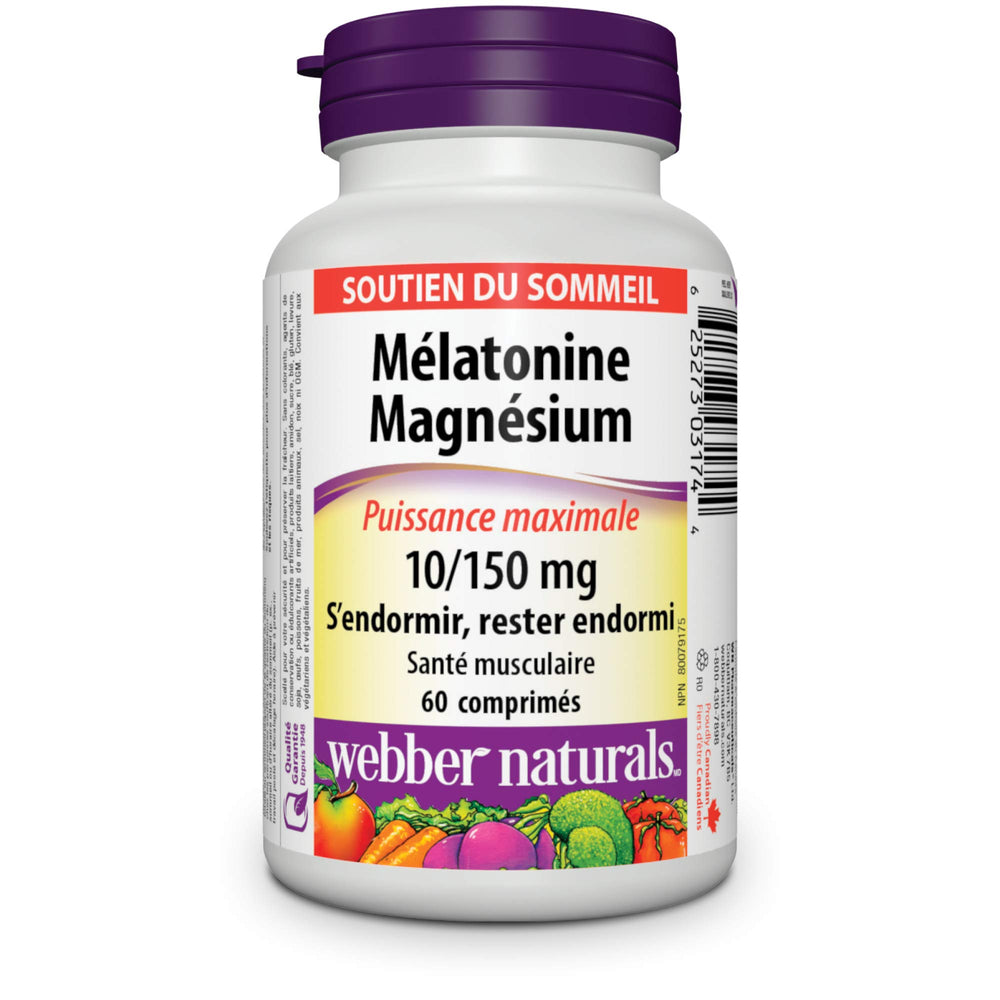 Side profile of Webber Naturals Melatonin Magnesium bottle