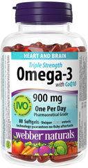Webber Naturals Omega-3 with CoQ10 bottle close-up