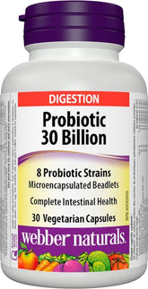 Front view of Webber Naturals Probiotic 30 Billion bottle