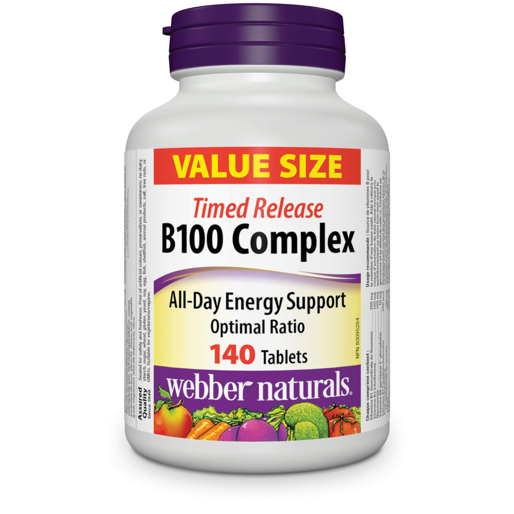 Webber Naturals Vitamin B100 Complex Time Release bottle front