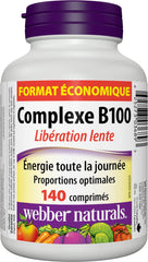 Close-up of Webber Naturals Vitamin B100 Complex Time Release label