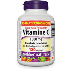 Webber Naturals Vitamin C Calcium Ascorbate 1000 mg bottle side label