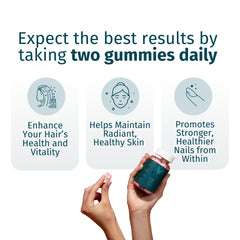 Close-up of vegan biotin gummies in a bottle