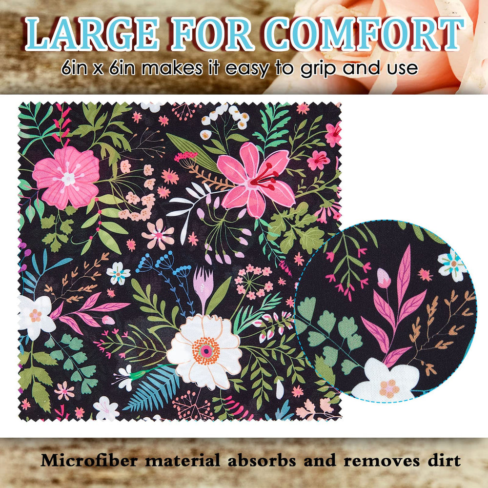 Floral microfiber cleaning cloth set for glasses – style 4