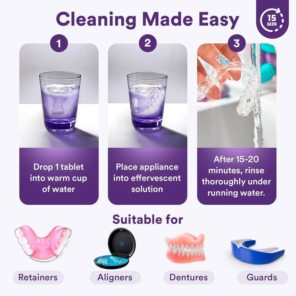 Night guard and denture cleaning with Weiss Naturals tablets