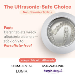 Tablet dissolving to clean a dental appliance