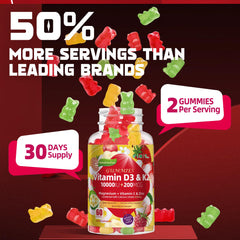 Gummies supporting immunity and energy with D3K2 and zinc