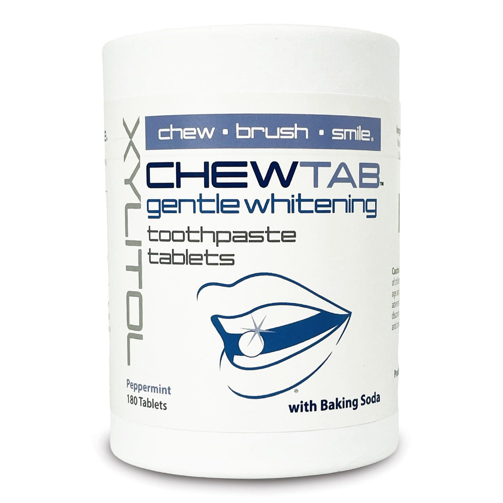 Weldental Chewtab Peppermint toothpaste tablets 180-count refill packaging