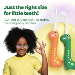 Pack of three Well Before Dinosaur kids toothbrushes