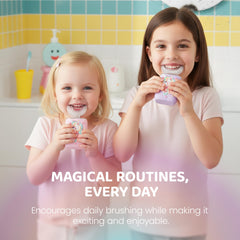 Cute cartoon unicorn design to encourage brushing for ages 2-7