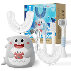 Well Before Ultrasonic Kid's Toothbrush Shark Grey with U-shaped design