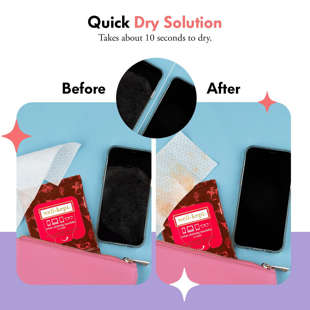 Tablet or laptop screen cleaned with Well-Kept wipes