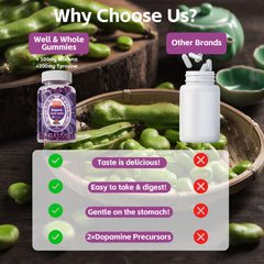 Lifestyle shot of Well&Whole Dopamine Gummies on a morning desk