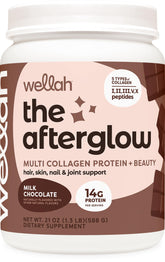 Wellah Afterglow Multi Collagen Protein + Beauty Chocolate bottle front view