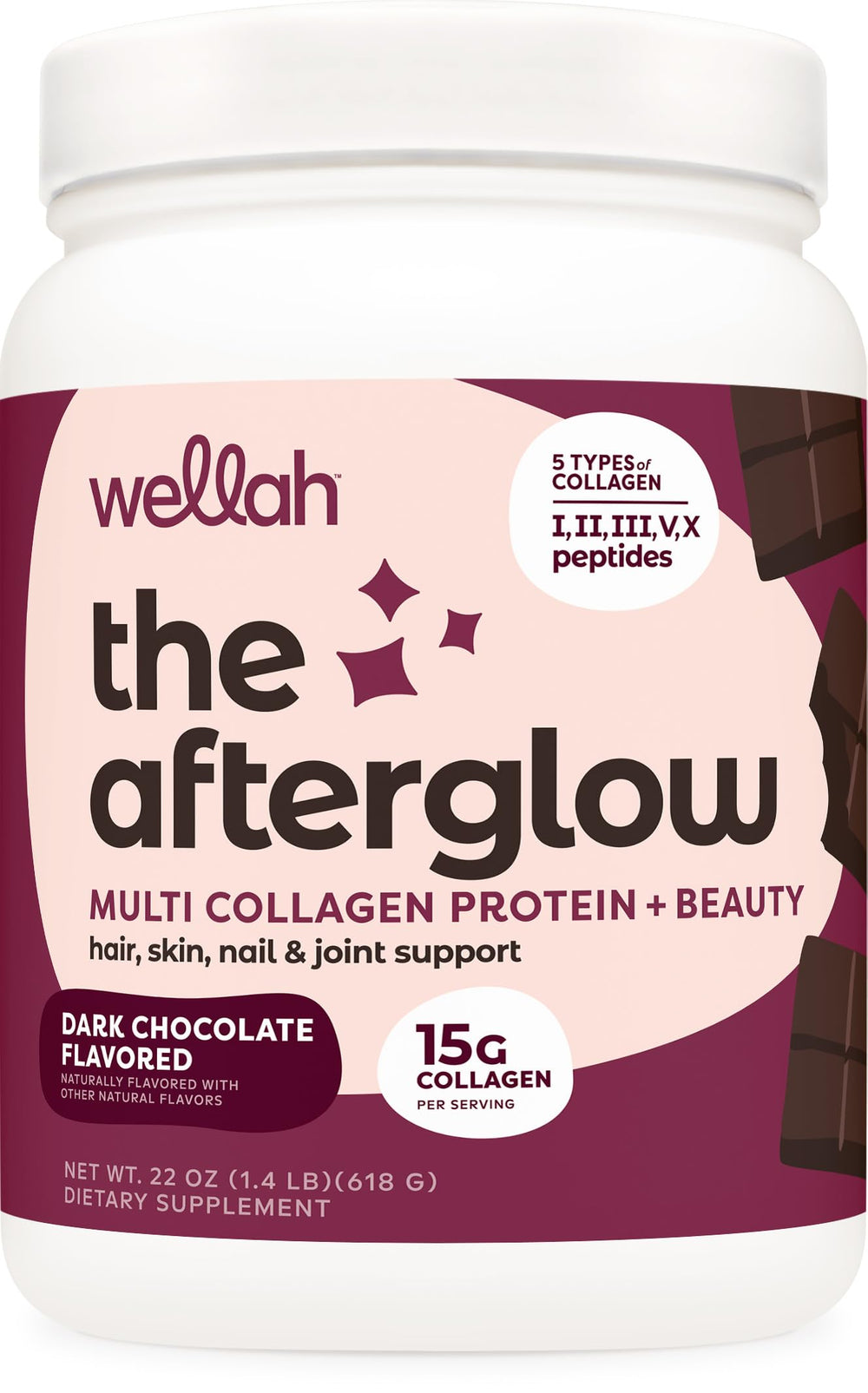 Wellah Afterglow Dark Chocolate collagen container