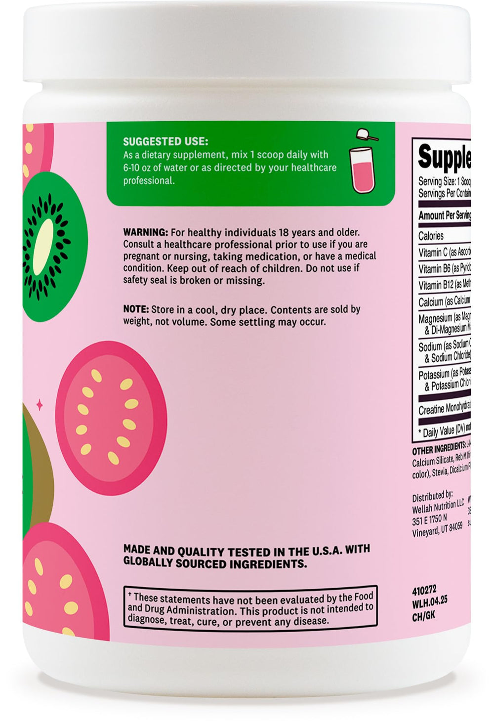 Shaker bottle with Wellah Creatine + Hydration Powder Guava Kiwi mix