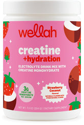 Wellah Creatine + Hydration Powder Strawberry Coconut bottle with 30 servings