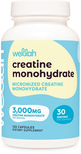 Wellah Creatine Monohydrate capsules bottle with label