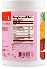 Wellah Electrolytes Powder dissolving in water showing vibrant strawberry pina colada flavor.